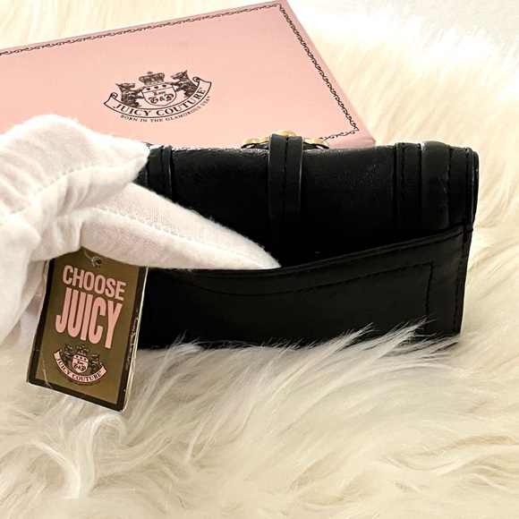 NWT Black Leather Wallet Gold Crown RARE Y2K - Picture 7 of 8